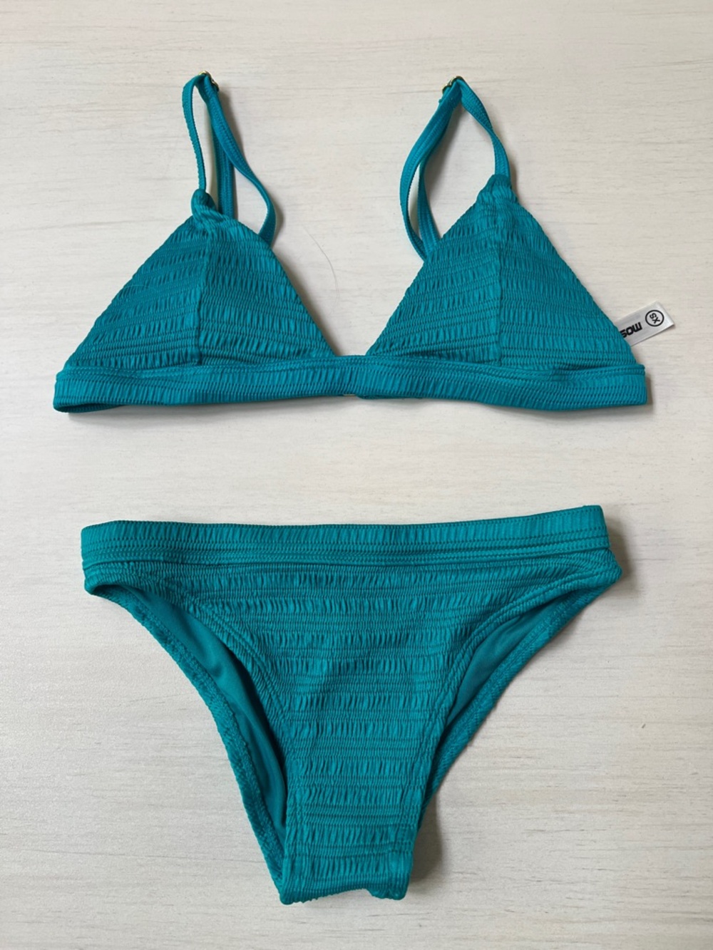 Teal Textured Triangle Bikini Set